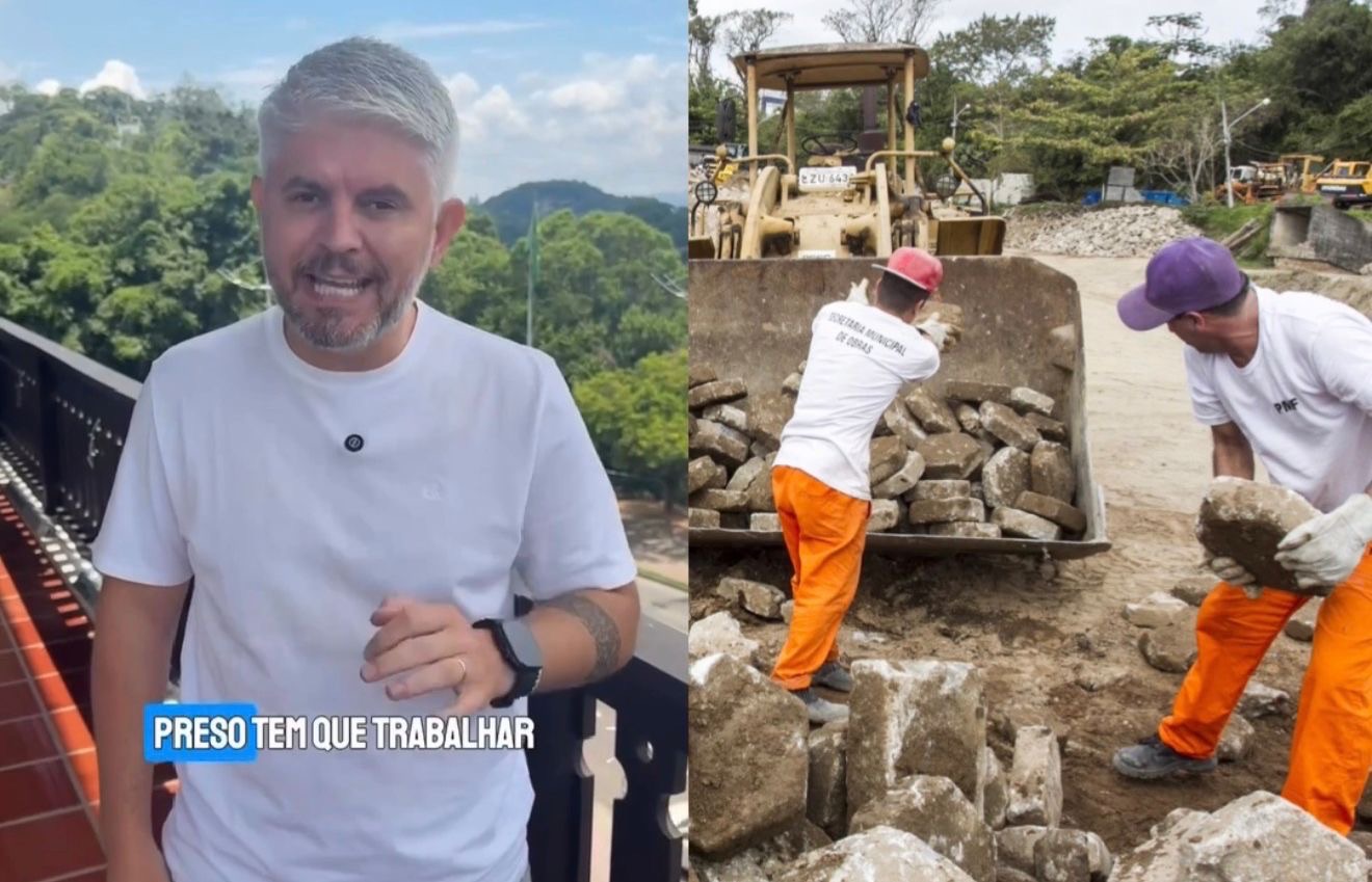 'Cadeia não é hotel': prefeito de Blumenau anunciou presos trabalhando em obras
