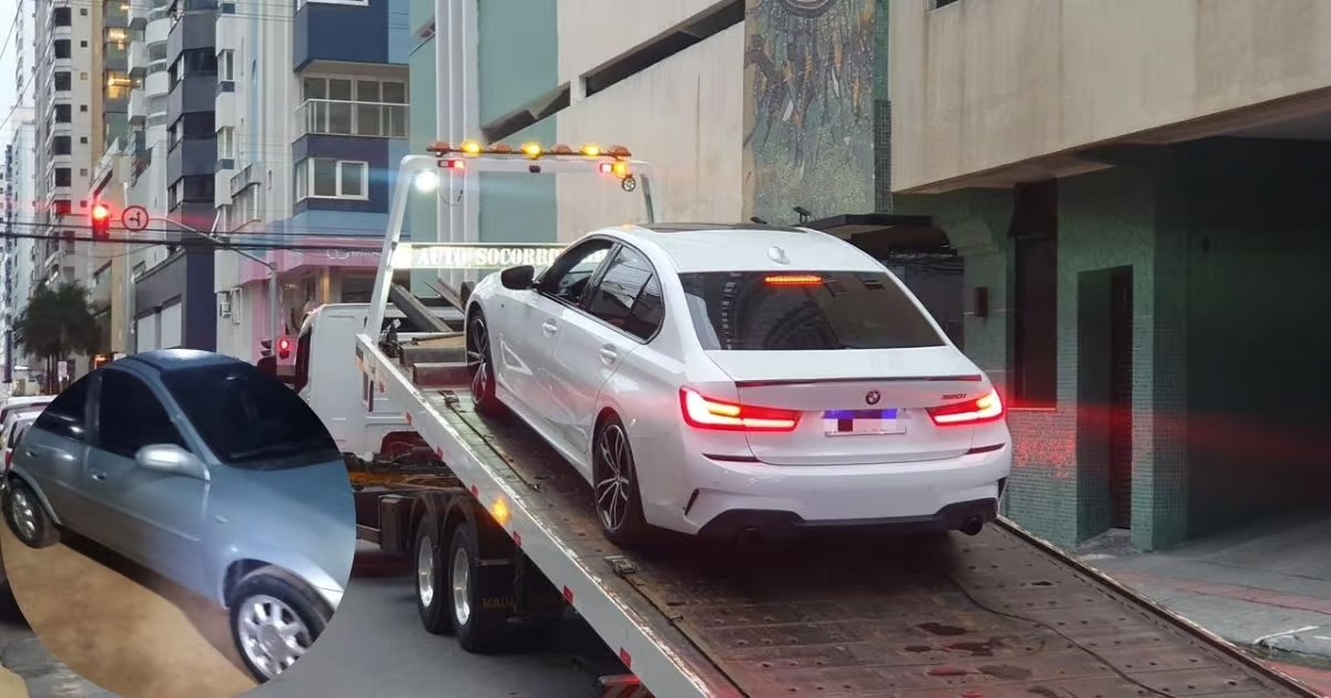 BMW com R$ 11 mil em dívidas apreendida com motorista bêbado em Balneário Camboriú