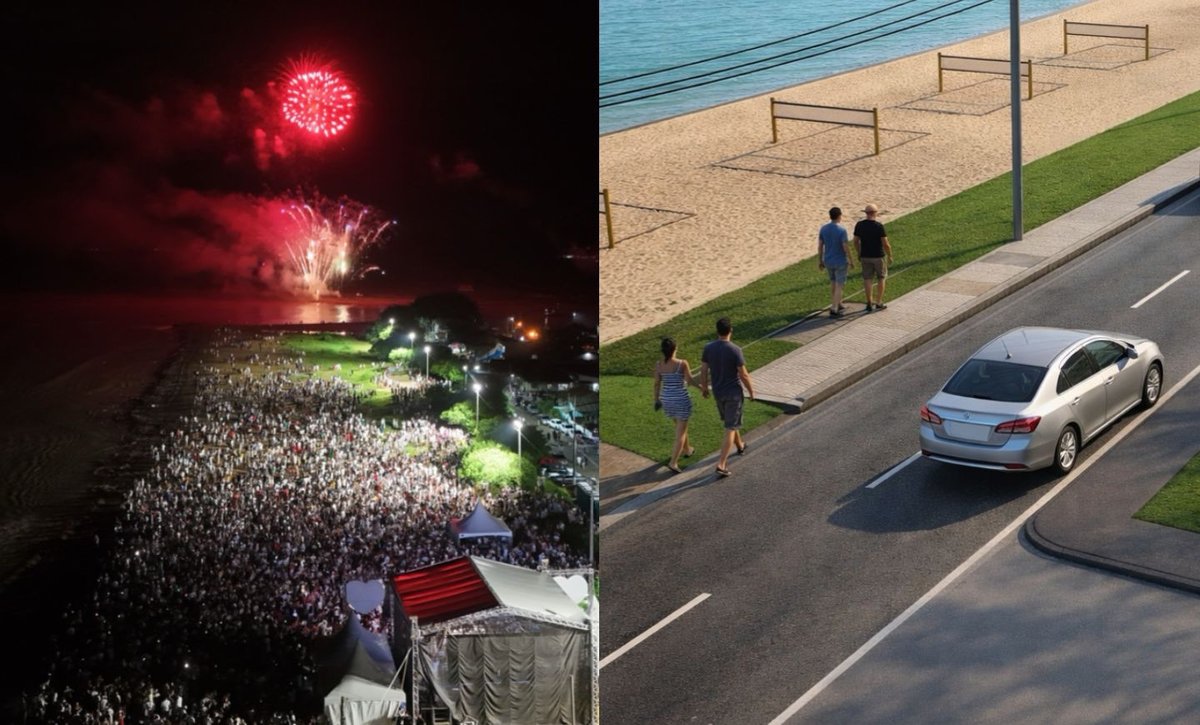 Réveillon na praia de Tijucas e projeto da nova Avenida Beira-Mar