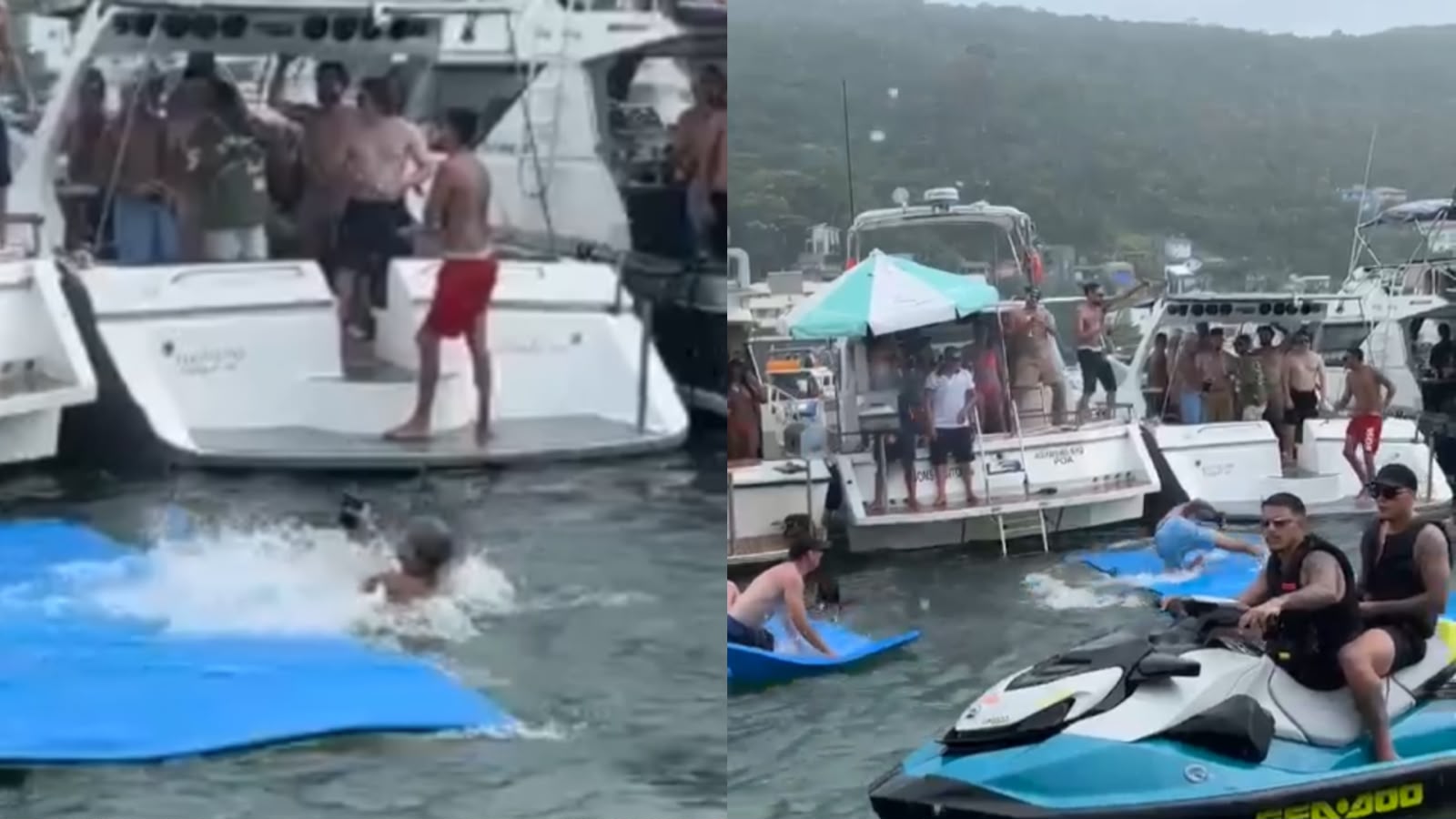“Proibido mulher”: festa em lanchas no Caixa d”Aço viraliza e turistas brincam que era “10 homens para cada um”