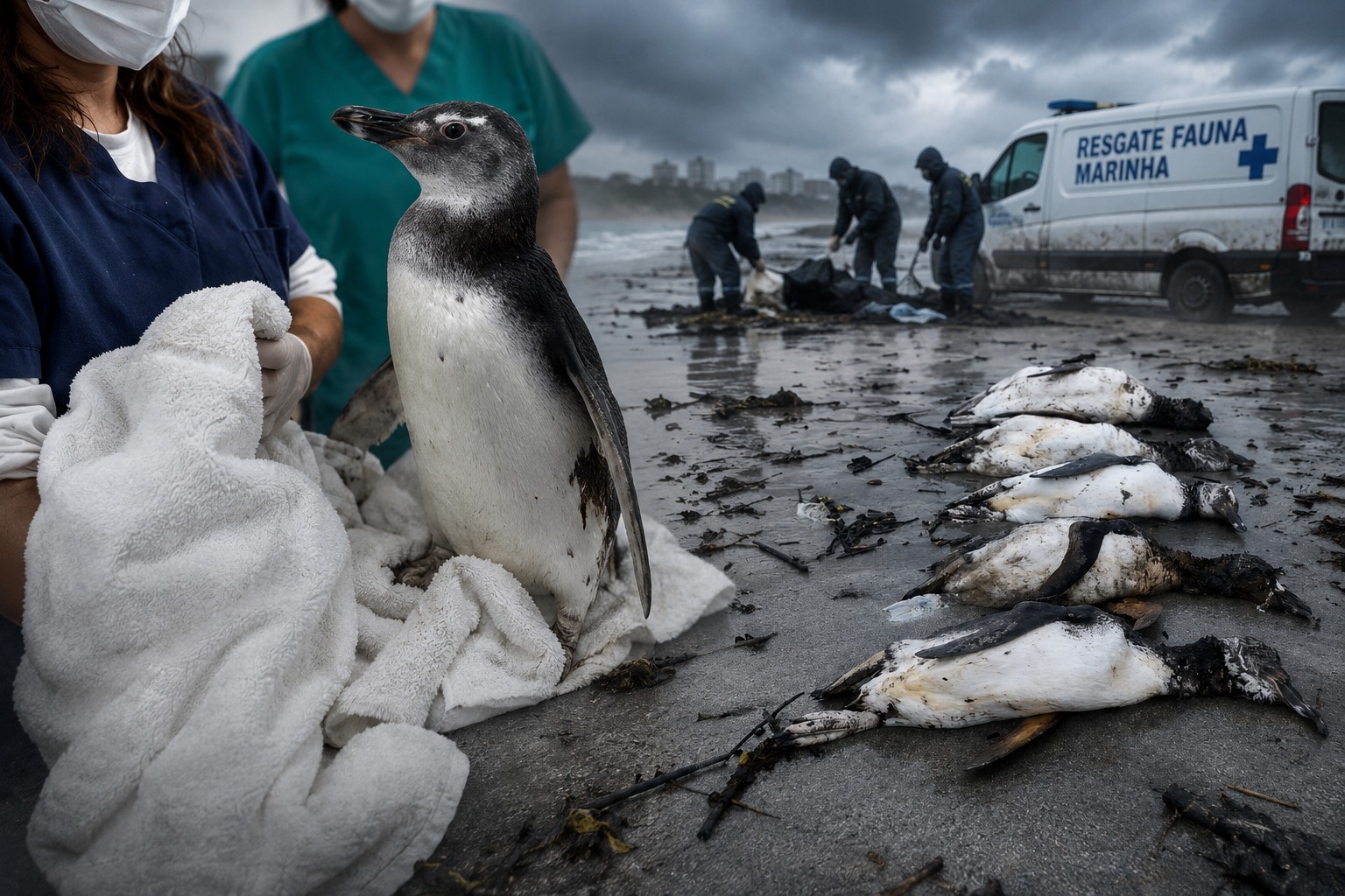 Mais de 600 pinguins-de-magalhães encalharam em praias de SC e 50 foram resgatados com vida