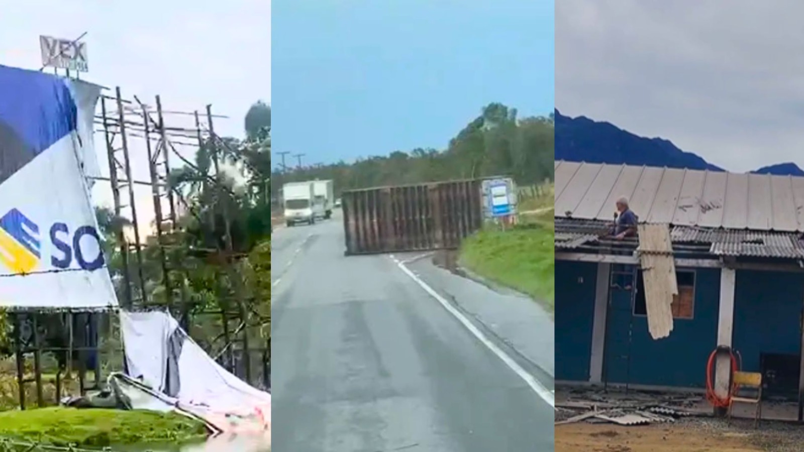 Vento de 85 km/h 'varreu' cidade de SC, destelhou casas e deixou milhares sem luz