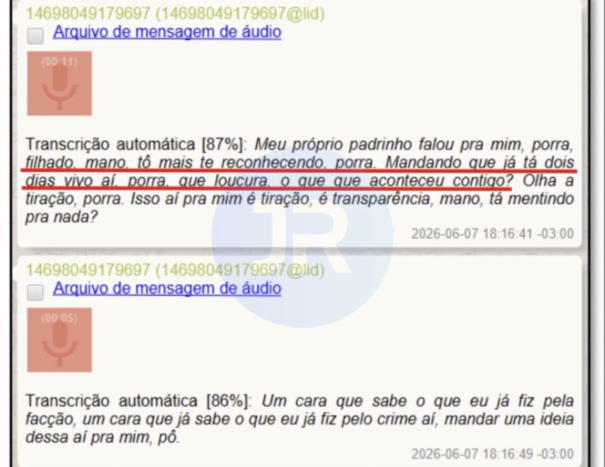 Áudio em que a denunciada relata a suspeita contra Murilo e cita a “casinha”