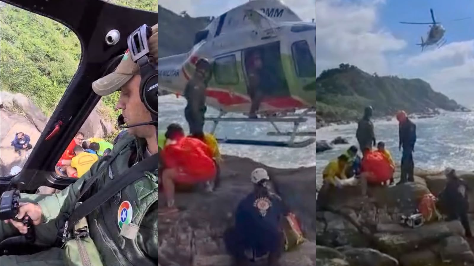 Piloto da PMSC deu show de perícia em resgate no costão de Porto Belo