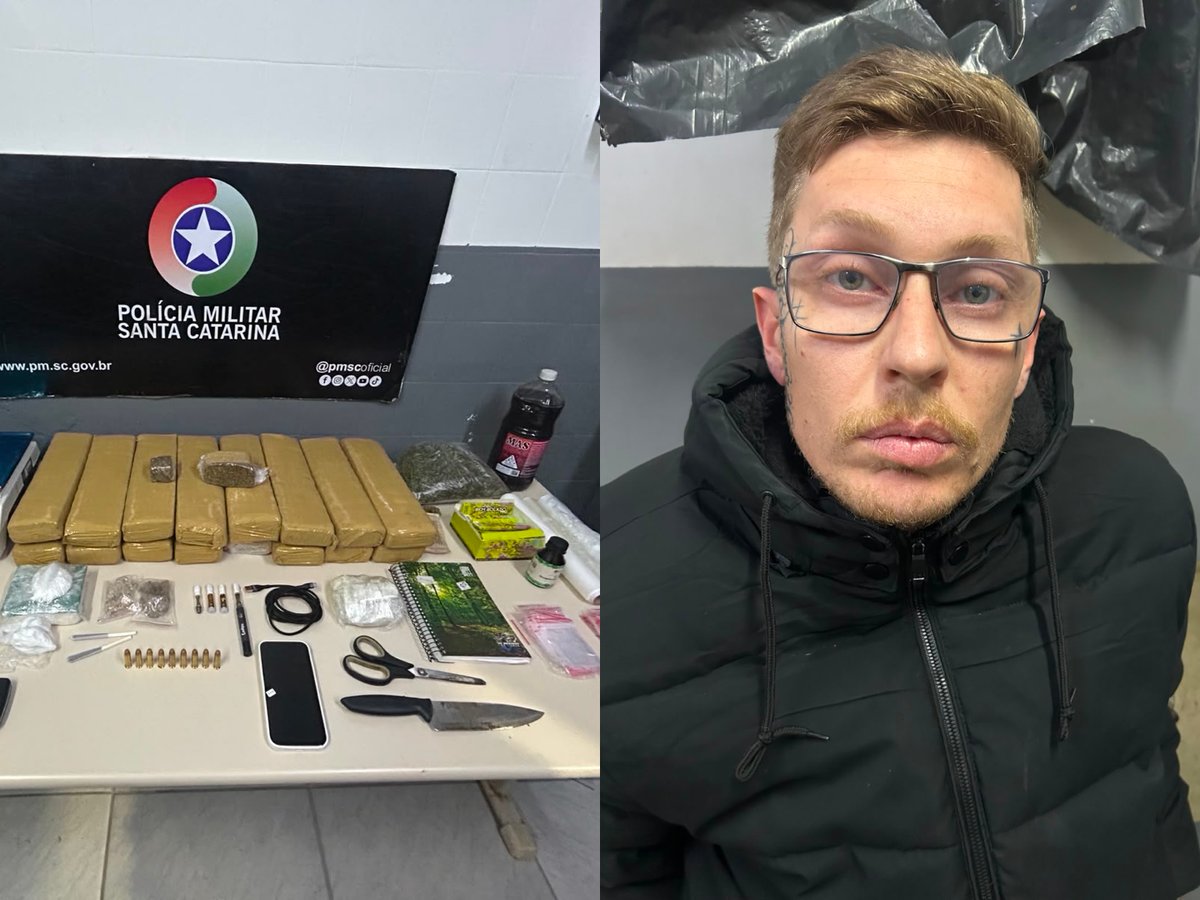 Traficante de Jaguaruna foi preso pela PMSC com 'arsenal de drogas' em Criciúma